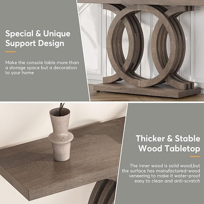 Tribesigns 55 inches Console Table with Unique Base, Vintage Wooden Entryway Sofa Table, Unique Long Accent Hallway Table for Decoration and Organization (Brown)
