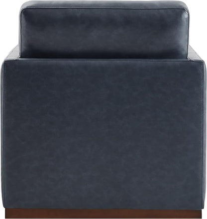 CHITA Swivel Accent Chair, Faux Leather FSC Certified Mid Century Modern Arm Chair for Living Room and Bedroom, Fully Assembled, Navy Blue