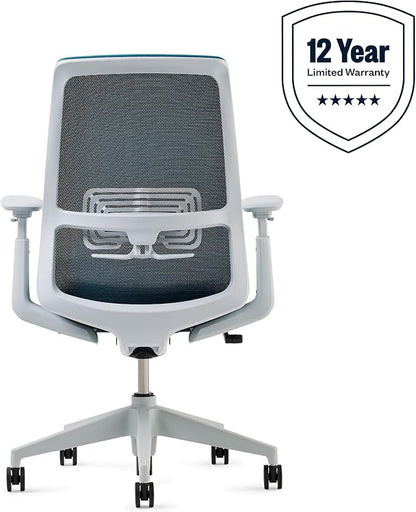 Haworth Soji Office Chair with Ergonomic Adjustments and Lumbar Support, Flexible Mesh Back (Ocean)