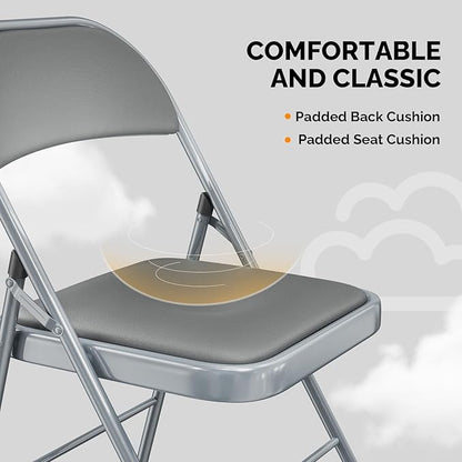 VINGLI 20 Pack Folding Chairs with Padded Seats, Metal Frame with Pu Leather Seat & Back, Capacity 350 lbs, Gray