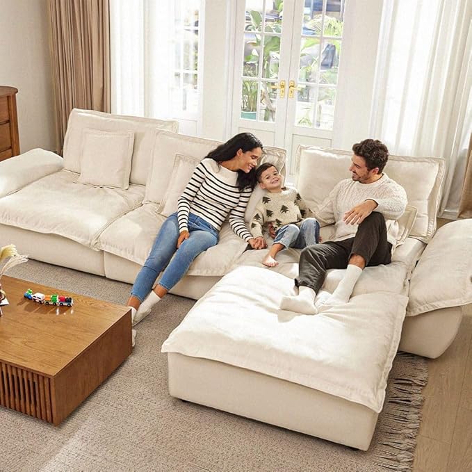 POVISON Oversized Modular Sectional Sailboat Sofa for Living Room with Adjustable Backrest Modern Sectional Couches Loveseat Large Deep Sofa Set 2 Seats Big Comfy Cloud Couch for House Office