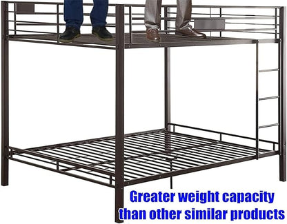 Stronger & Higher Quality Heavy Duty Steel Bunk Bed Queen Over Queen Size Bunkbed, Thickened Safer More Stable Metal Queen Bunk Bed Frame (Faster Assembly) (Queen Over Queen-1)