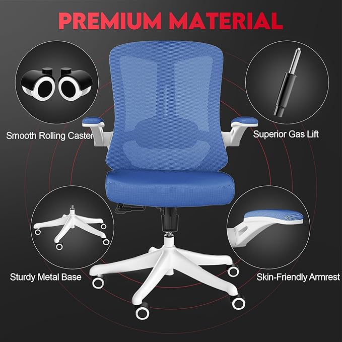Ergonomic Office Chair - 400LB Comfy Desk Chairs with Adjustable Headrest and Lumbar Back Support, Mesh Computer Chairs with Wheels and Arms for Home Office, Study, Bedroom and Dorm (03blue)