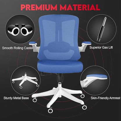 Ergonomic Office Chair - 400LB Comfy Desk Chairs with Adjustable Headrest and Lumbar Back Support, Mesh Computer Chairs with Wheels and Arms for Home Office, Study, Bedroom and Dorm (03blue)