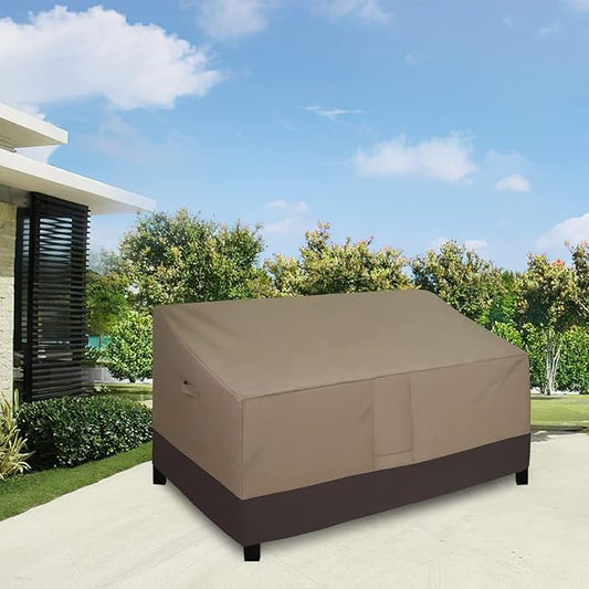 Easy-Going Waterproof Outdoor Couch Cover, Heavy Duty 3-Seater Patio Sofa Cover, Winchdproof Outdoor Furniture Cover with Air Vent （88Wx32.5Dx33H inch,Camel/Dark Brown