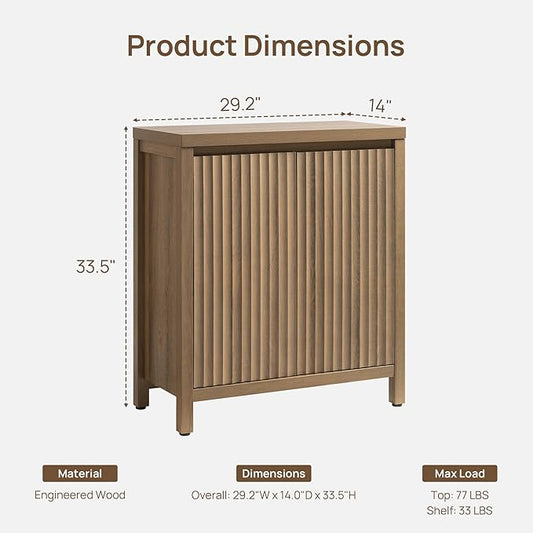 SICOTAS Sideboard Buffet Cabinet with Storage, Fluted Credenza Console Cabinet with Adjustable Shelves, Farmhouse Coffee Bar Storage Cabinets for Kitchen, Living Room, Entryway, Caramel Oak