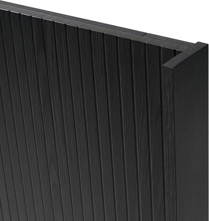 KEIKI Wooden King Size Headboard Only, 80.2" Wide Farmhouse Headboards with Wall Mounted Fluted Panel & Wingback for Bedroom, Black Oak