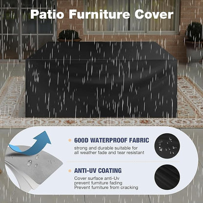 Aoxun Aluminum Patio Furniture Set 4 Seats, Oversized Outdoor Sectional with Washable Thick Cushions, Coffee Table and Waterproof Cover, Patio Conversation Sets for Porch, Balcony, Deck