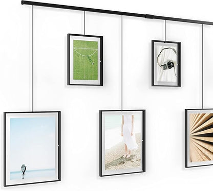 Umbra Exhibit Wall Frame with Metal Rod for Hanging-Rimless Design-Suitable for Living Room, Bathroom, Bedroom, Entryway and More, Black