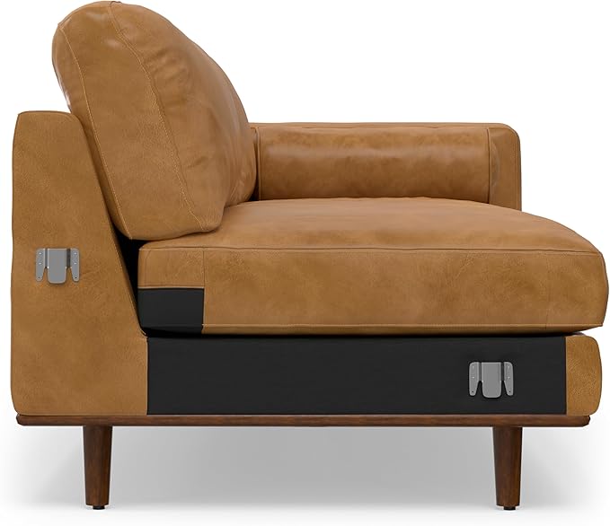 SIMPLIHOME Morrison Left Sectional Sofa in Full-Grain Genuine Leather, Sienna, 102-inches Wide, L-Shaped Leather Couch with Left Chaise for The Living Room and Family Room