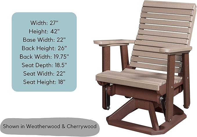DutchCrafters Modern Horizontal Slat High Back Poly Glider Chair Outdoor Patio Furniture (White & Light Gray)
