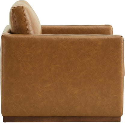 CHITA Swivel Accent Chair, Faux Leather FSC Certified Mid Century Modern Arm Chair for Living Room and Bedroom, Fully Assembled, Saddle Brown