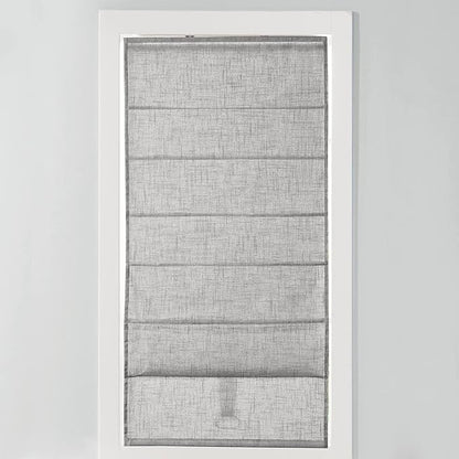 Madison Park Kyler Cordless Roman Shades - Single Panel, Lightweight Linen Blend Fabric, Natural Design, Easy Installation, Light Filtering Window Blind, Bedroom, Living Room Decor 35" W x 64" H Grey