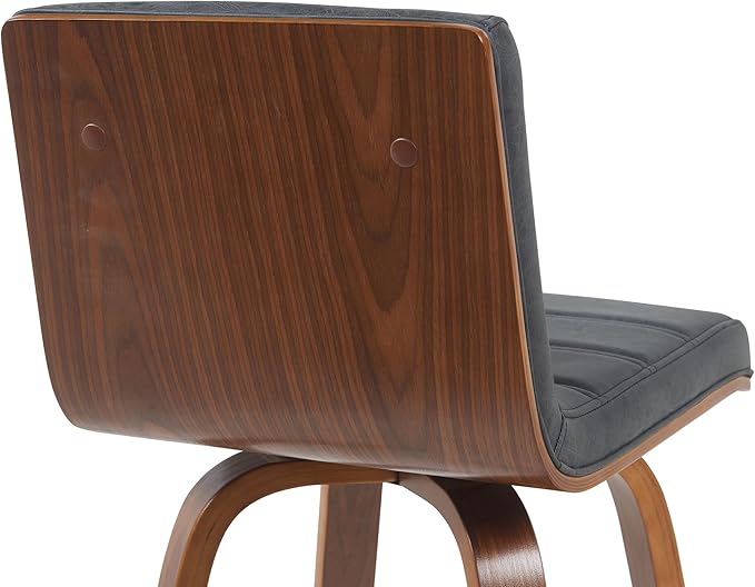 Vienna Modern Counter Height Swivel Bar Stool with Vintage Black Upholstered Seat and Walnut Finished Wood Frame Set of 4