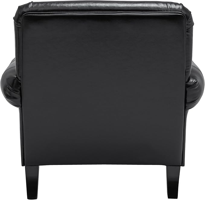 Accent Chair,22.4" Seat Depth Armchair with Roll Arms,36.6W*34.3D*34.6H Living Room Chair,Wood Legs,Set of 2,Faux Leather in Black