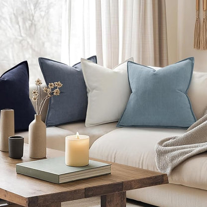 ZWJD Dusty Blue Pillow Covers 12x20 Set of 2 Chenille Throw Pillow Covers with Elegant Design Soft and Luxurious Decorative Throw Pillows for Couch, Bed, and Home Decor