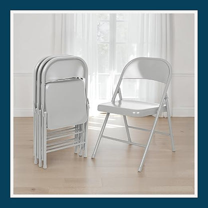 OEF Furnishings OEF900 Series Premium Lightweight All-Steel Folding Chairs (4-Pack, Gray)