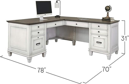 Martin Furniture Pedestal Desk, White