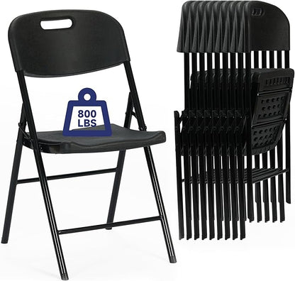 50 Pack Thicker 800 LBS Black Folding Chairs, Commercial Grade Folding Chair, Foldable Chairs for Events