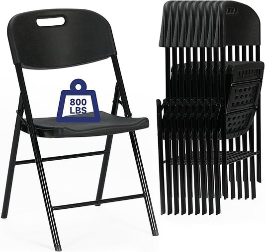 100 Pack Thicker 800 LBS Black Folding Chairs, Commercial Grade Folding Chair, Foldable Chairs for Events