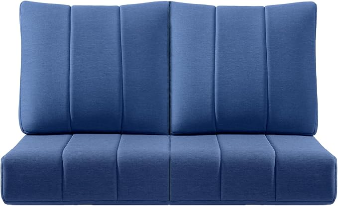 Luxury 24x24x6 Inch Kitty Outdoor Seat Cushions - Set of 2 Water Resistant Patio Chair Comfortable Cushion for Rattan Dining Rocker Glider Loveseat Couch Sectional Sofa - Navy Blue
