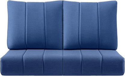 Luxury 24x24x6 Inch Kitty Outdoor Seat Cushions - Set of 2 Water Resistant Patio Chair Comfortable Cushion for Rattan Dining Rocker Glider Loveseat Couch Sectional Sofa - Navy Blue