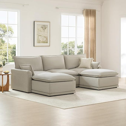CHITA 113" Oversized Cloud Couch, Modern Modular Sectional Sofa Set for Living Room, 5 Seater U Shaped Sectional Couch, Taupe