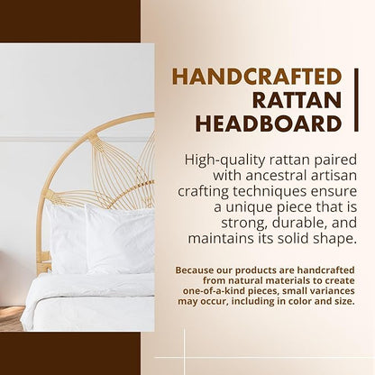 Kouboo Sunflower Rattan Queen Headboard Bedroom Bedroom Furniture Headboard Tropical Decor Bohemian Decor Natural