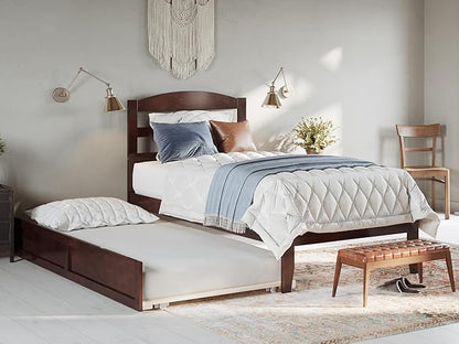 AFI, Warren Twin Platform Bed with Twin Trundle, Walnut