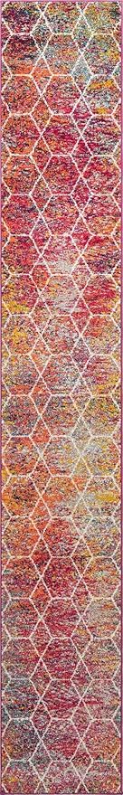Unique Loom Trellis Frieze Collection Area Rug - Geometric (2' x 13' Runner, Multi/ Ivory)