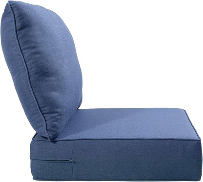 Luxury 22x24/22x25 6-Inch Outdoor Cushions for 5 Peice Patio Set - Set of 5 Outside Deep Seat Cushion for Porch Furniture Dining Swivel Chairs Loveseat Couch Sectional Sofa - Navy Blue
