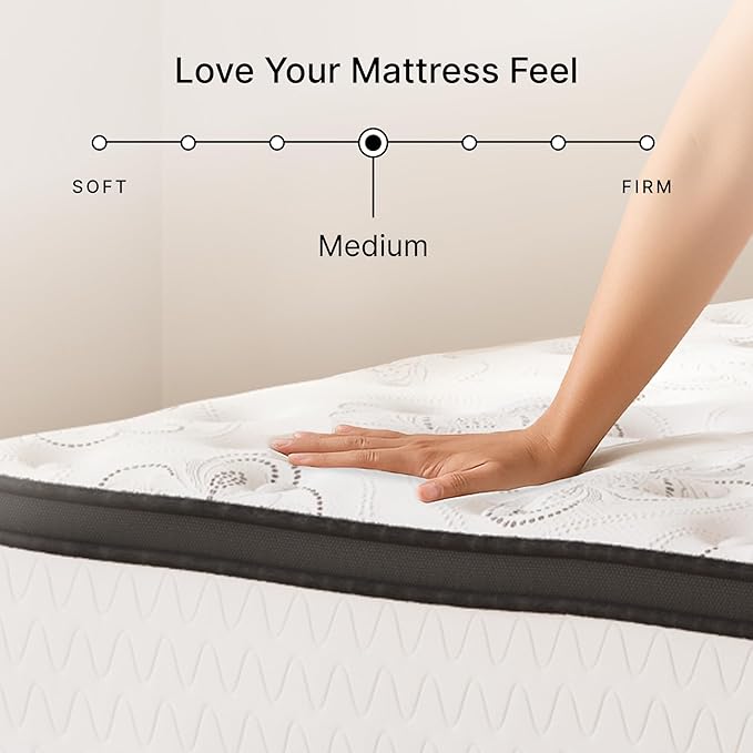 Signature Design by Ashley Chime Hybrid California King 12" Mattress with Gel Memory Foam, Medium Firm, Pressure Relief, Fiberglass Free Mattress in a Box