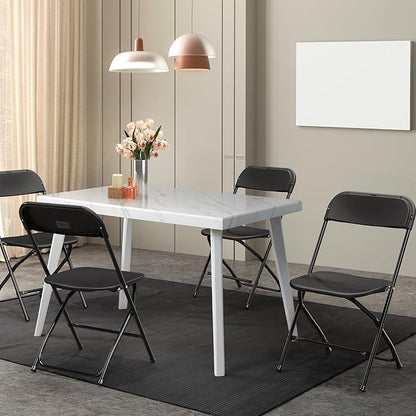 VINGLI 4 Pack Black Plastic Folding Chair, Indoor Outdoor Portable Stackable Commercial Seat with Steel Frame 350lb. Capacity for Events Office Wedding Party Picnic Kitchen Dining