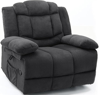 Recliner Chair Oversized 360° Swivel Rocker Recliners with Massage and Heating Theater Chairs Lounge Sofa Adults Lazy Sofas Single Couch for Living Room Overstuffed Armrests XL (Grey)