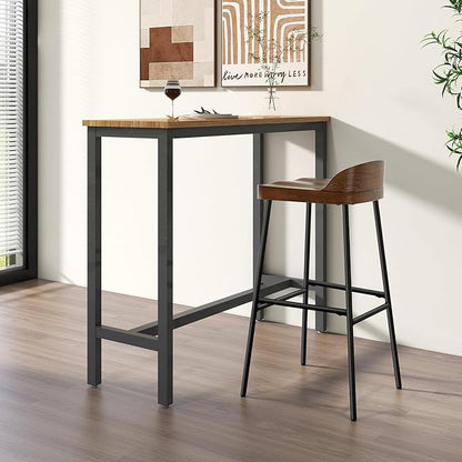 COSTWAY Bar Stool Set of 2, 29'' Industrial Pub Stool with Low Backrest and Footrest, Metal Legs, Breakfast Counter Height Chair for Island Living Room Kitchen Bar, Rustic Brown & Black
