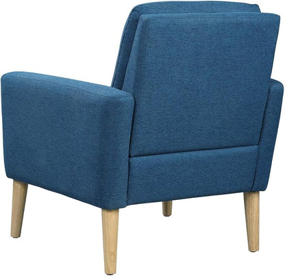 Lohoms Accent Chair for Living Room, Comfy Upholstered Reading Leisure Chair for Bedroom, Mid-Century Modern Armchair, Linen Fabric Single Sofa Chair for Apartment, Waiting Room, Navy Blue