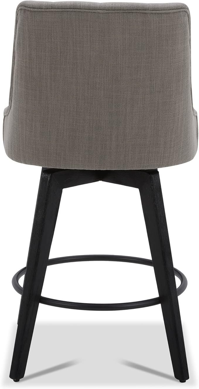 Watson & Whitely Counter Height Bar Stools Set of 3, Performance Fabric Upholstered Modern Swivel Barstool with Back, Solid Wood Legs, 26" H Seat, Flint Grey