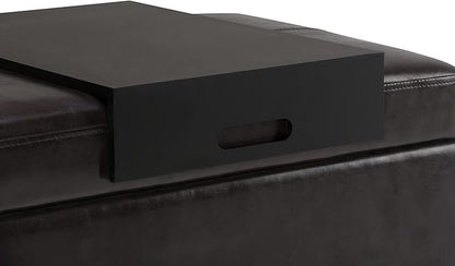 SIMPLIHOME Oregon 42 inch Wide Contemporary Rectangle Storage Ottoman Bench with Tray in Tanners Brown Vegan Faux Leather, Assembled, For the Living Room, Entryway and Family Room