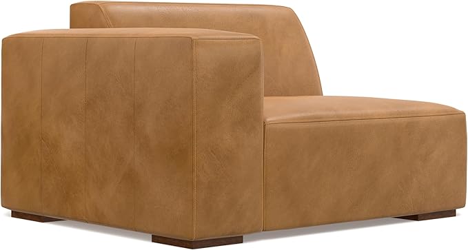SIMPLIHOME Rex 2-Seater Modular Sofa in Full-Grain Genuine Leather, Sienna, 88-inches Wide, Handcrafted Leather Loveseat Sofa for Living Room