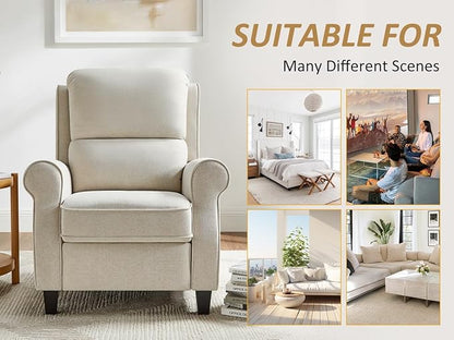 Oversized Recliner Chair for Living Room, Modern Reclining Sofa Home Theater Seating with Upholstered Push Back, Mid-Century Reclining Armchair with Lumbar Support, Bedroom, Reading Nook, Office