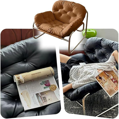 Thick Cushioned Recliner Sofa, Lazy Chair with Upholstery and Footrest, for Living Room, Bedroom, Dorm White B