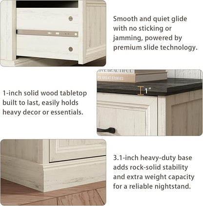 Farmhouse 9 Drawer Dresser for Bedroom, 55 Inch Wide Modern White Dresser TV Stand with Large Drawers & Bar Handles, Rustic Wood Chest of Drawers for Bedroom, Living Room, Hallway, Entryway.