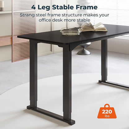 4 Legs Standing Desk, Large 79x31 Inches Electric Adjustable Height Desk with Splice Board, Stand Up Desks Home Office Computer Workstation, Black