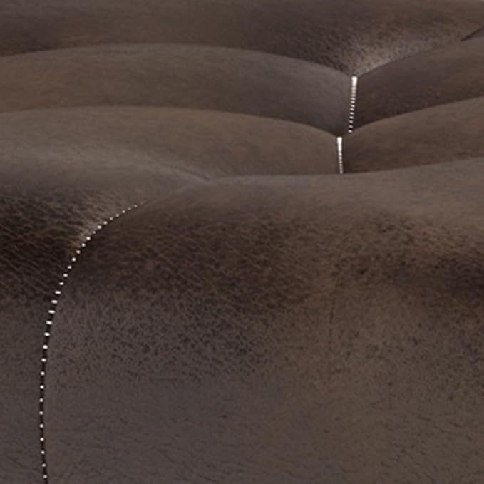 SIMPLIHOME Waverly 48 inch Wide Traditional Rectangle Tufted Ottoman Bench in Distressed Brown Vegan Faux Leather, Assembled, For the Living Room and Bedroom