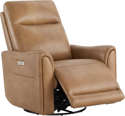 Watson & Whitely Power Swivel Rocker Recliner, Reclining Chair with Memory Foam for Living Room, Faux Leather RC011 (Camel)
