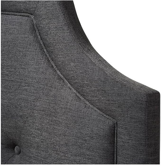 Maykoosh Adjustable Wood Post Headboard - Button Tufted Upholstered Bedroom Headboard Queen/Dark Gray