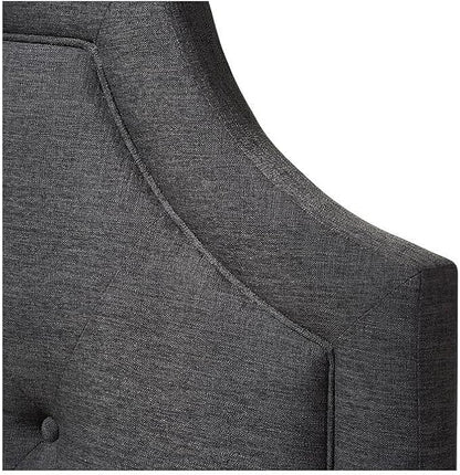 Maykoosh Adjustable Wood Post Headboard - Button Tufted Upholstered Bedroom Headboard Queen/Dark Gray
