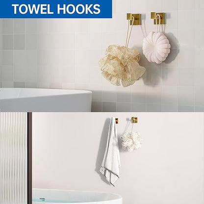 10-Piece Bathroom Hardware Accessories Set, 23.6 Inch SUS304 Stainless Steel Towel Bar Set, Wall Mounted Bathroom Towel Holders, Towel Hooks with Toilet Paper Holder