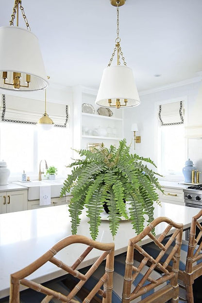 Hollyone Artificial Fern Plants in Pot 25.5" Medium Artificial Boston Fern 31 Leaves for Outdoors & Indoor Faux Potted Plant Fake Ferns Bush Plant Patio Garden Farmhouse Porch Home Decor Dusty Green