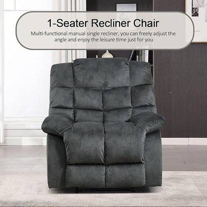 CANMOV Manual Reclining Sofa Set, 3 Pieces Sofa Set, Manual Recliner Chair, Reclining Loveseat and 3-Seat Sofa for Living Room, Furniture Set, Grey(1+2+3)